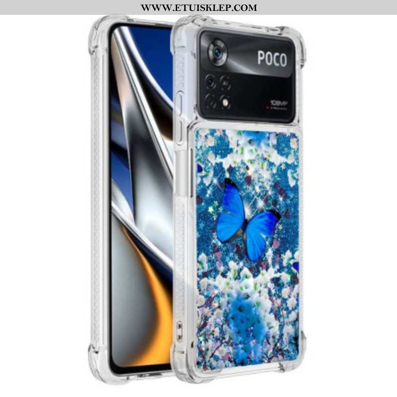 Etui do Poco X4 Pro 5G Błyszczące Niebieskie Motyle